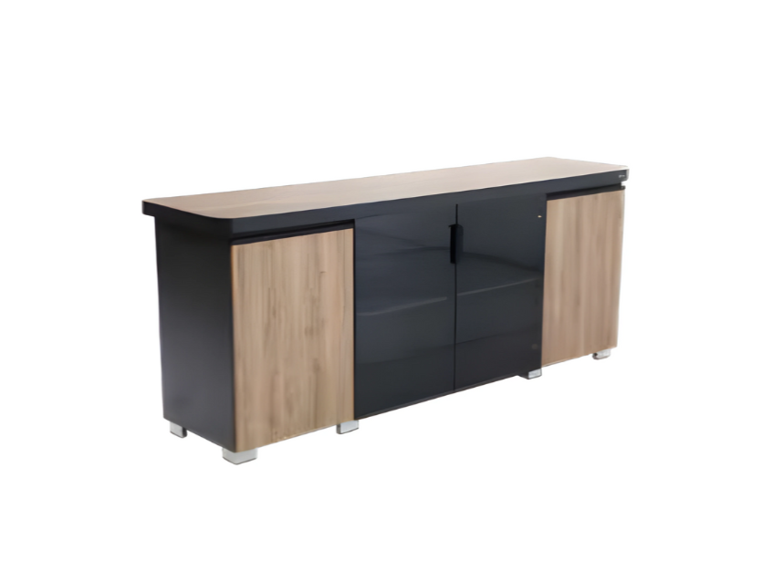Stilvoller Aktenschrank braun grau luxe Möbel Büro Holz Arbeitsumgebung