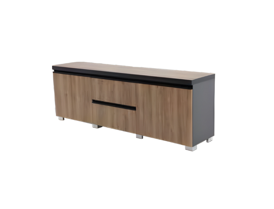Moderner TV-Schrank braun grau Büromöbel deluxe Arbeitsumgebung Holz