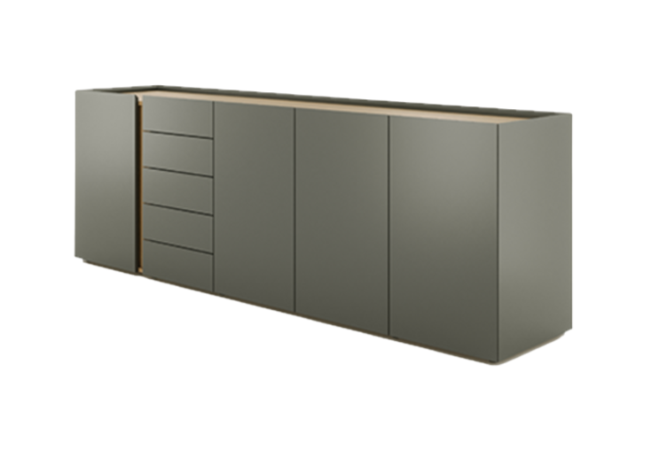 Eleganter Aktenschrank grau Stilvolle Büromöbel Büroschrank Holz Modern