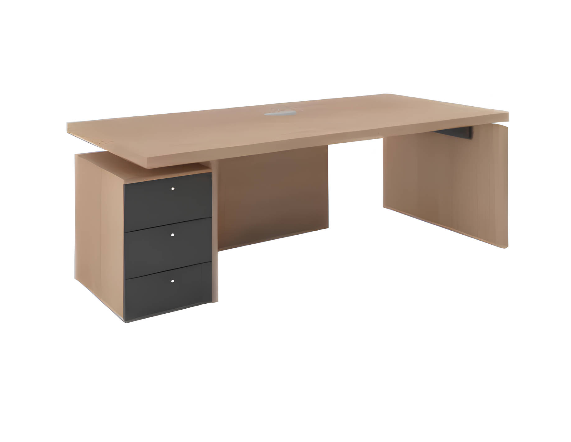 Stilvoller Bürotisch Kommode Bräunlich Schwarz Luxus Holzmöbel 2tlg