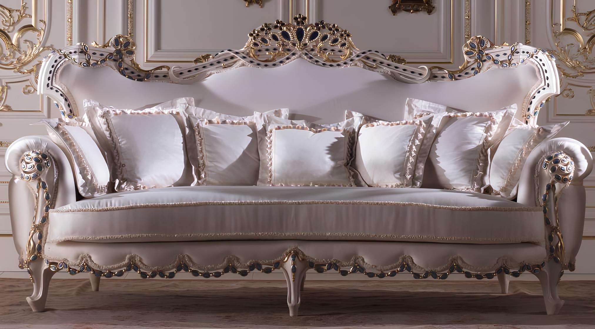 Chesterfield Klassischer Dreisitzer Sofa Wohnlandschaft Textilsofa 3 Sitz Barock