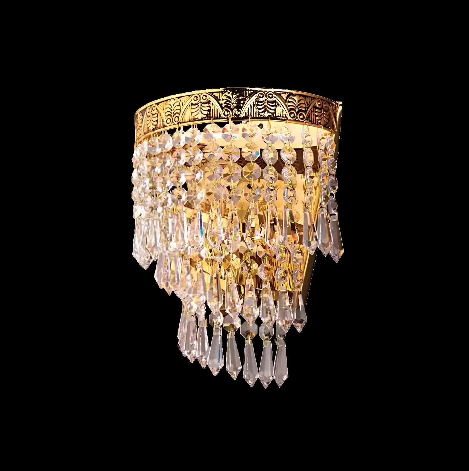 Lüster Deckenleuchter Luxus Gold Kronleuchter Deckenlampe Kristall Art