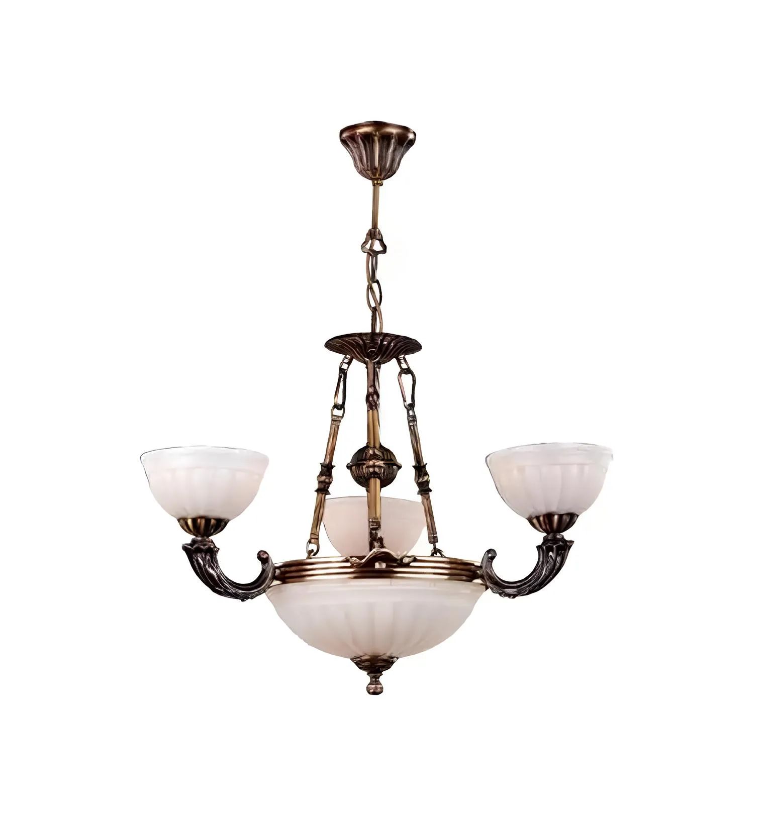 Deckenleuchter Lampe Weiß Deckenlampe Lüster Kronleuchter Glas Art