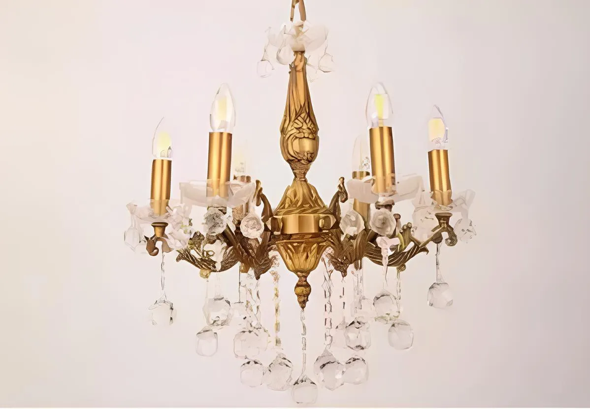 Kronleuchter Deckenleuchter Luxus Gold Deckenlampe Lüster Kristall Art
