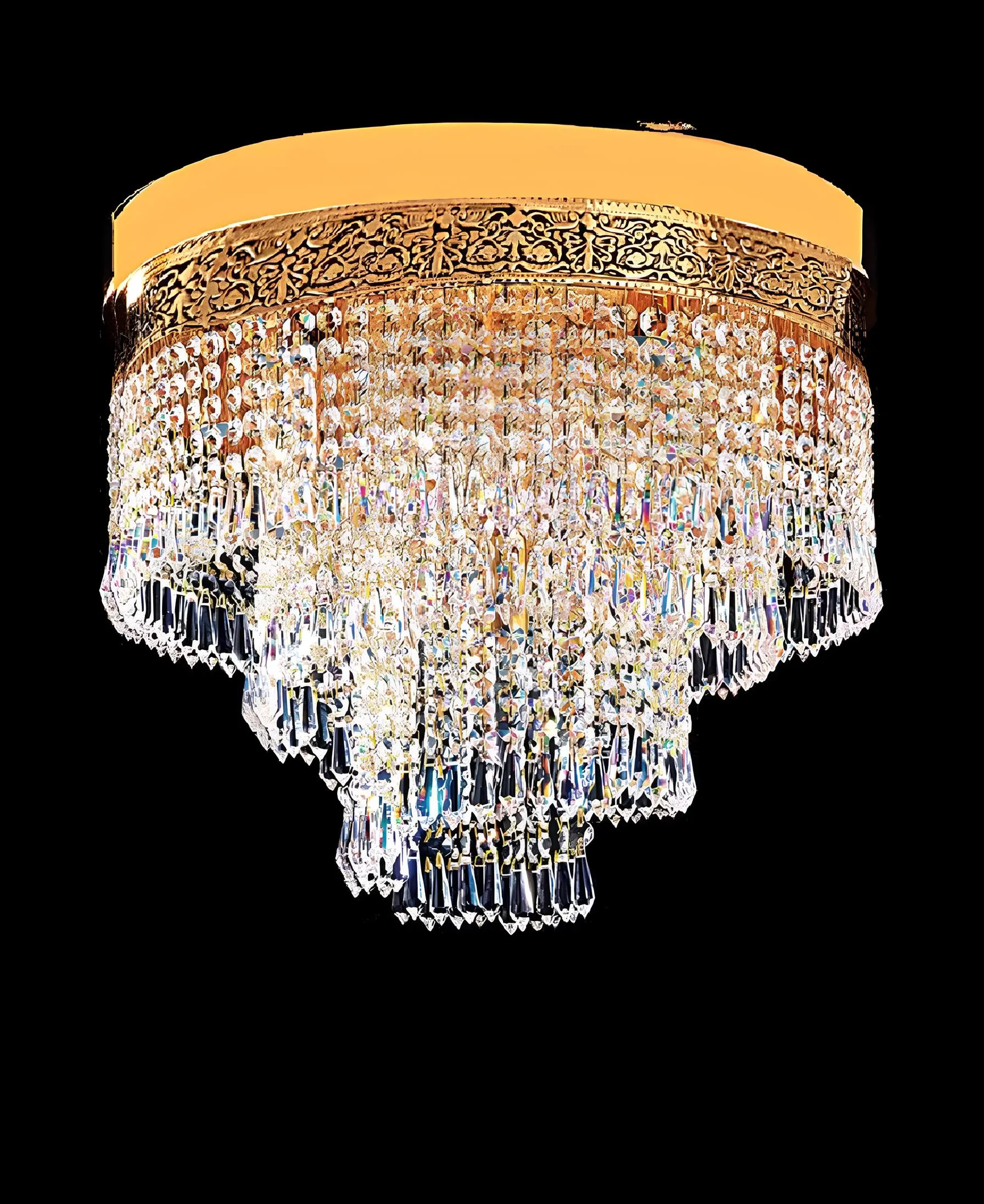Deckenleuchter Luxus Gold Kronleuchter Deckenlampe Lüster Kristall Art