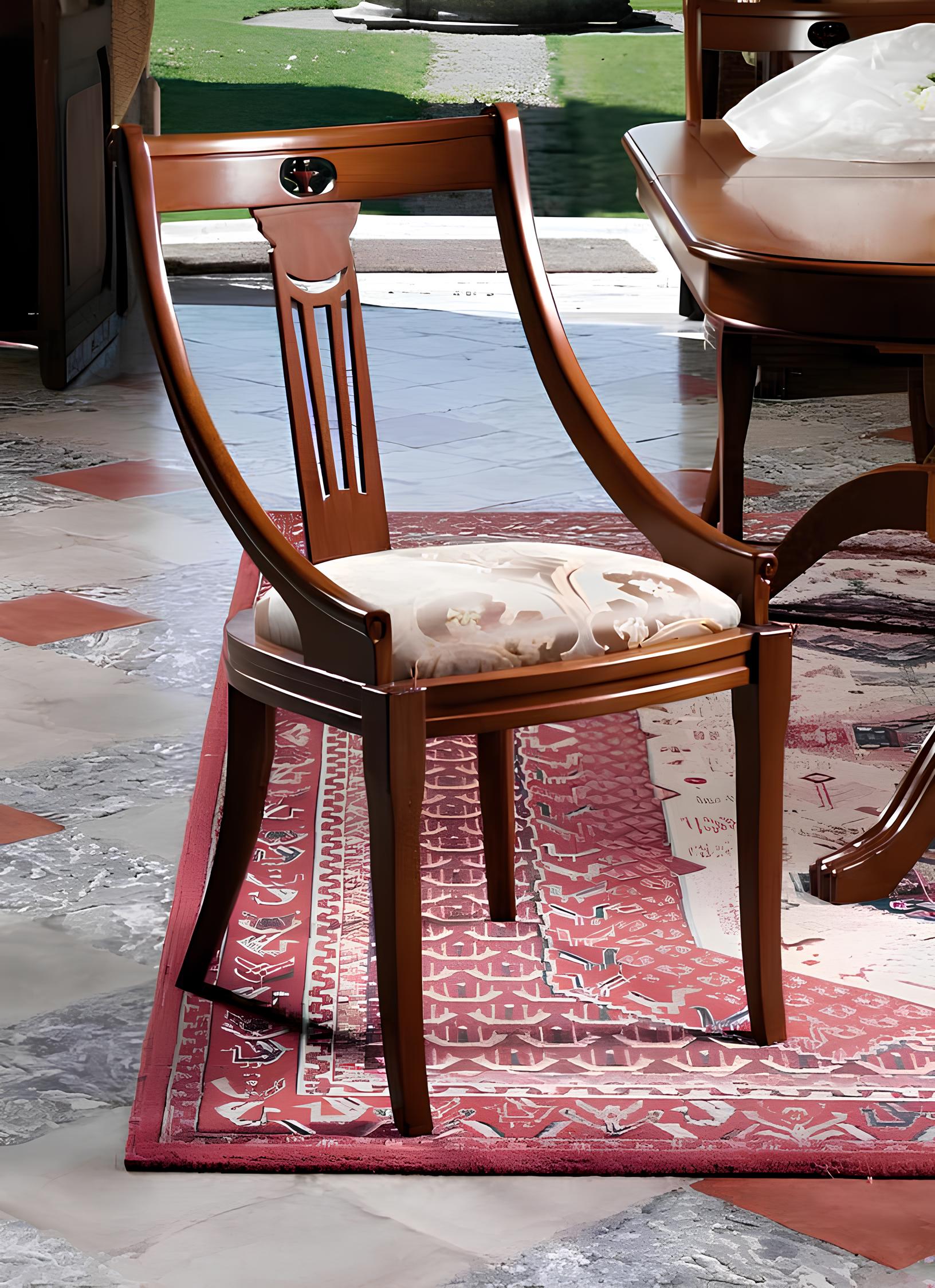 Stuhl 1x Luxus Design Polster Designer Stühle Sitz Büro Esszimmer Holz Barock
