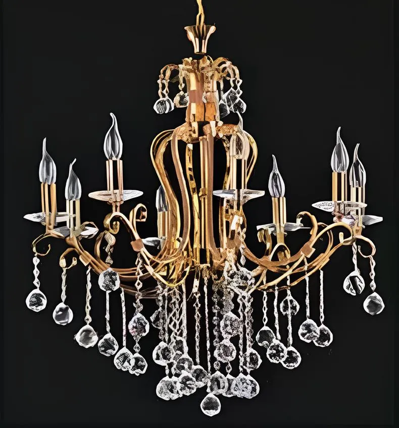 Luxus Deckenleuchter Lüster Kronleuchter Deckenlampe Kristall Gold