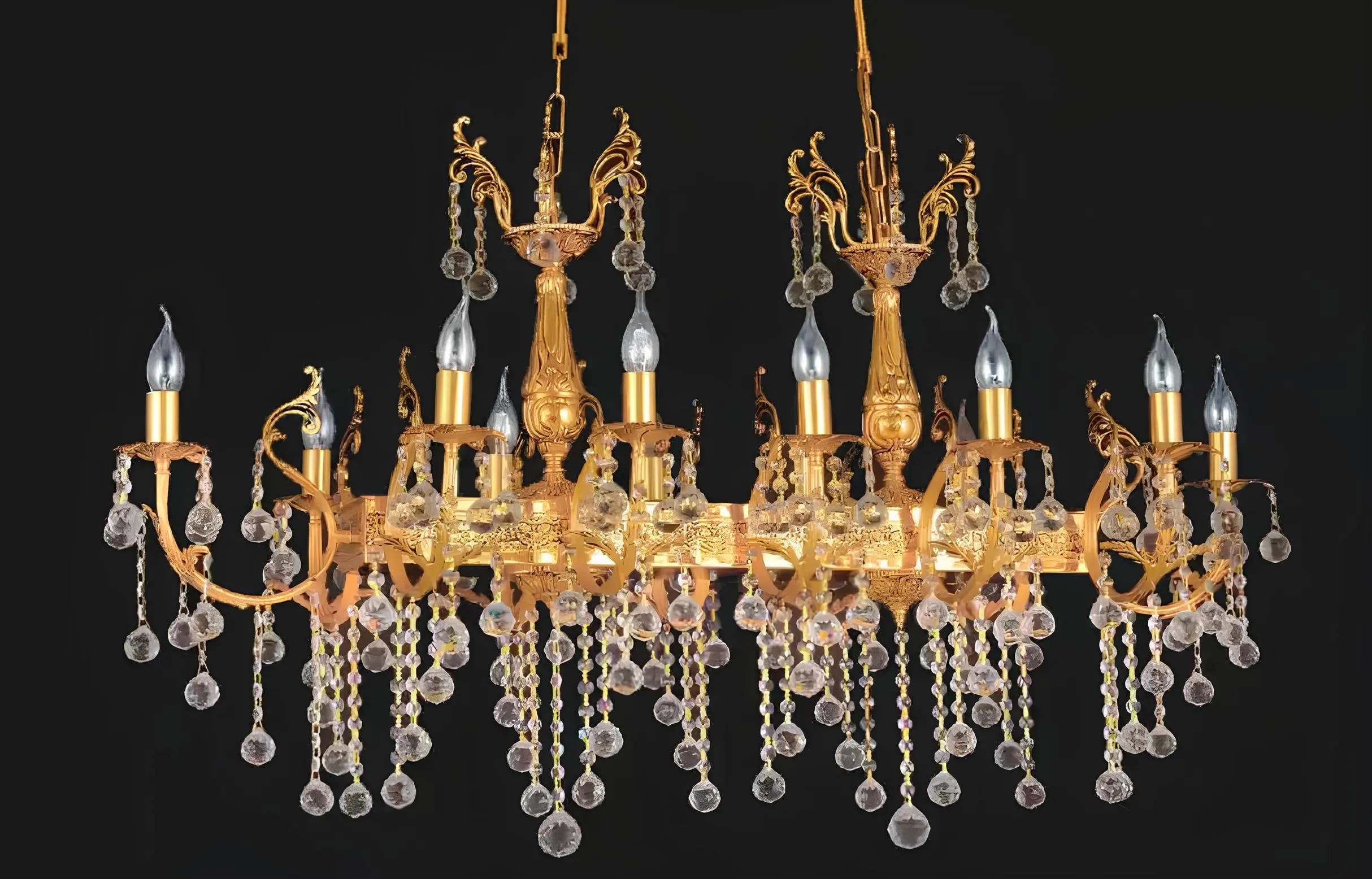 Deckenleuchter Luxus Kronleuchter Deckenlampe Lüster Gold Kristall Lampe