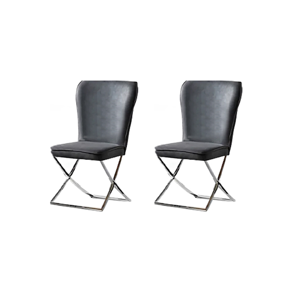 Stuhl Gruppe Esszimmerstühle Stühle Küchenstühle Grau 2tlg Stoff Metall