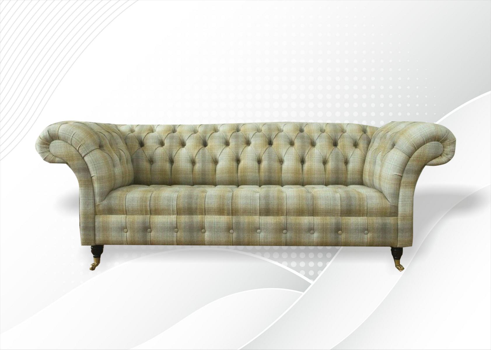 Sofa 3er Stoff Design Couch Polster Sofas Chesterfield Garnitur Dreisitzer 225cm
