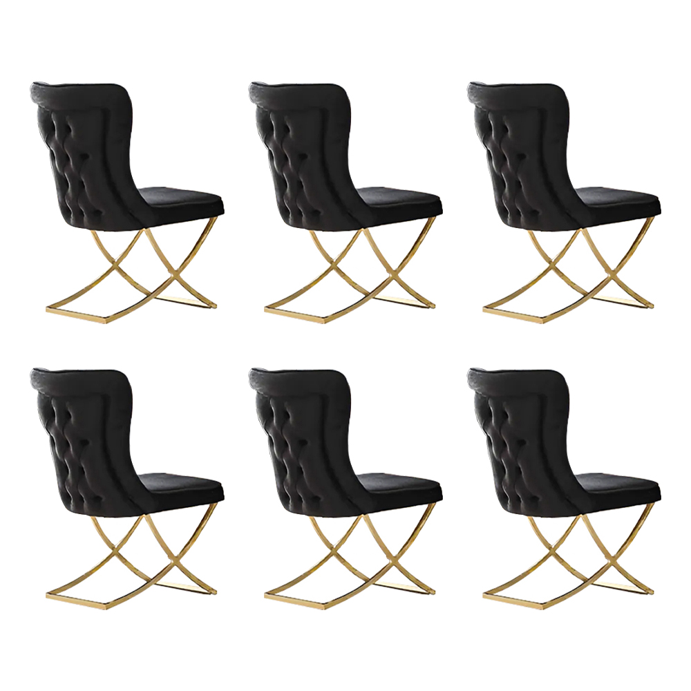 Gruppe Küchenstühle Esszimmerstühle Stühle Schwarz 6tlg Stoff Design