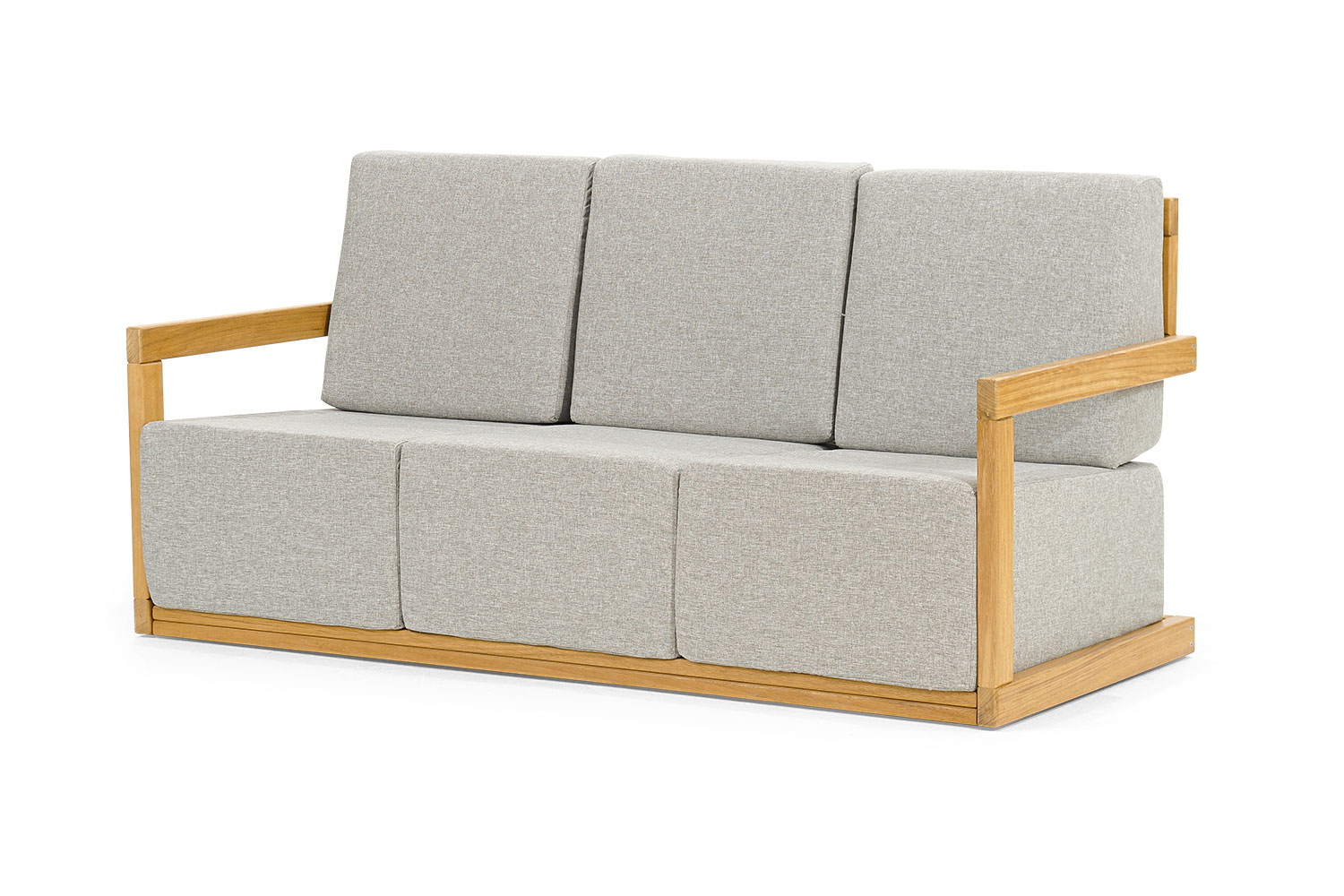 Hellgraues Polstersofa Luxuriöse Terrassen Möbel Beiges Holz Gestell
