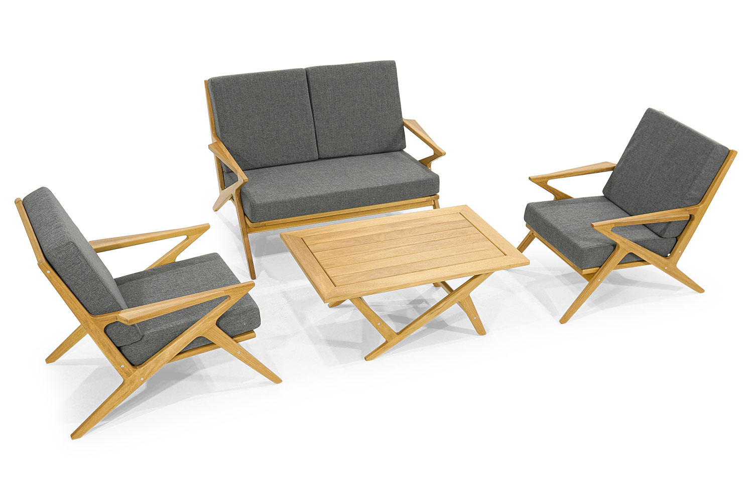 Stilvolle Garten Möbel Designer 2-Sitzer 2x Polster Sessel Couchtisch