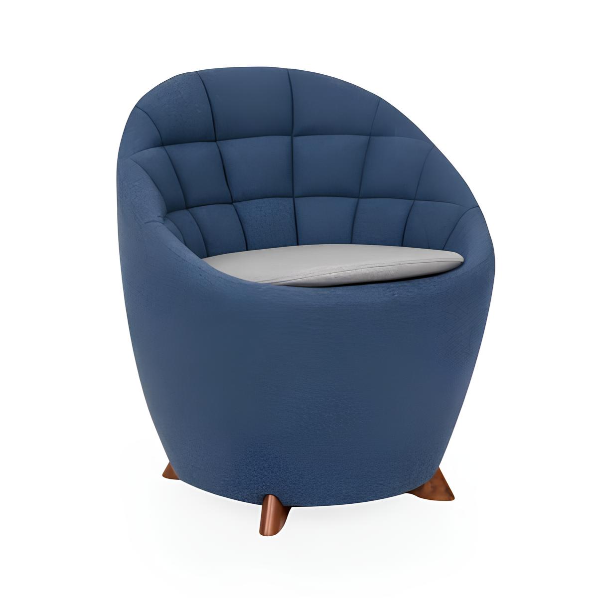 Blauer Rundsessel Designer Polster Einsitzer Wohnzimmer 1-Sitzer Neu