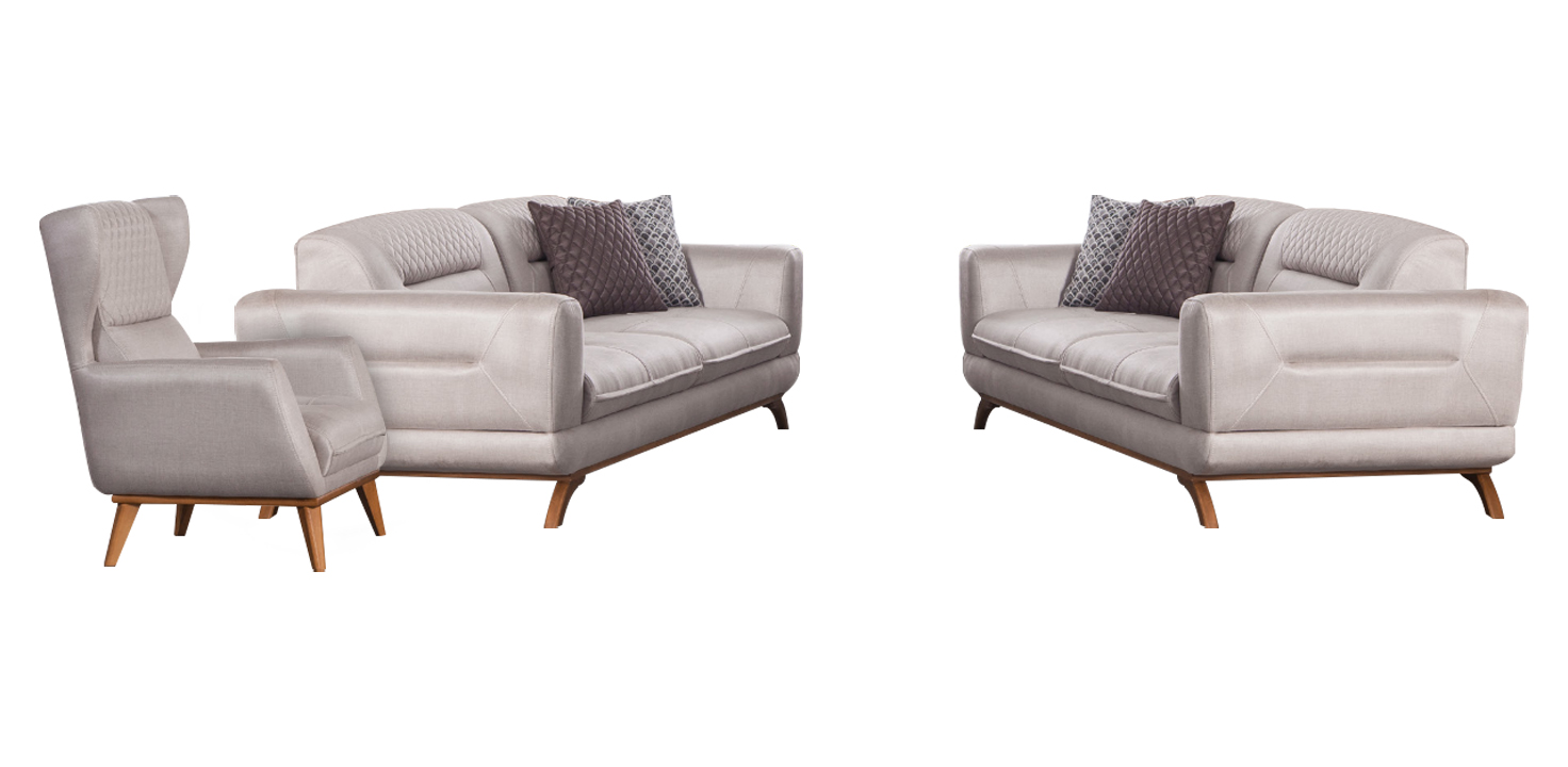 Couch Sofagarnitur 3+3+1 Sitz Grau Sofa Luxus Möbel Wohnzimmer Couchen