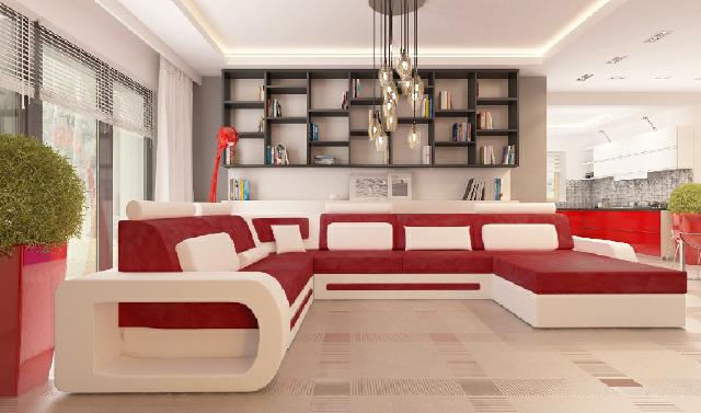 Couch Ecksofa Wohnlandschaft Schlafsofa Federkern Stoffsofa Textil großes Sofa