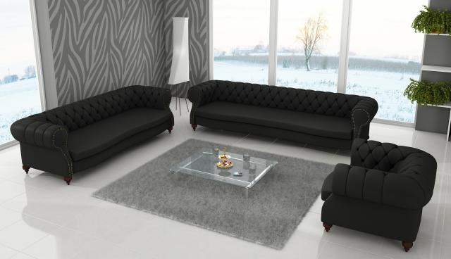 Sofagarnitur Chesterfield BIG 5+4+1 Sofa Ledergarnitur Ledersofa Couch Polster