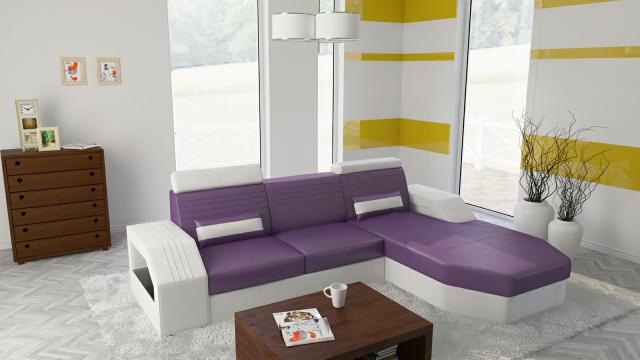 Designer Leder Stoff Textil Polster Garnitur Wohnlandschaft Sofa Couch Ecksofa