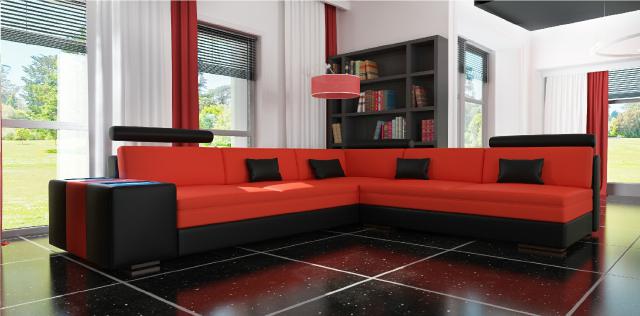 Wohnlandschaft Polster Textil Stoff Leder Garnitur Couchen Sofas Sofa Couch Eck