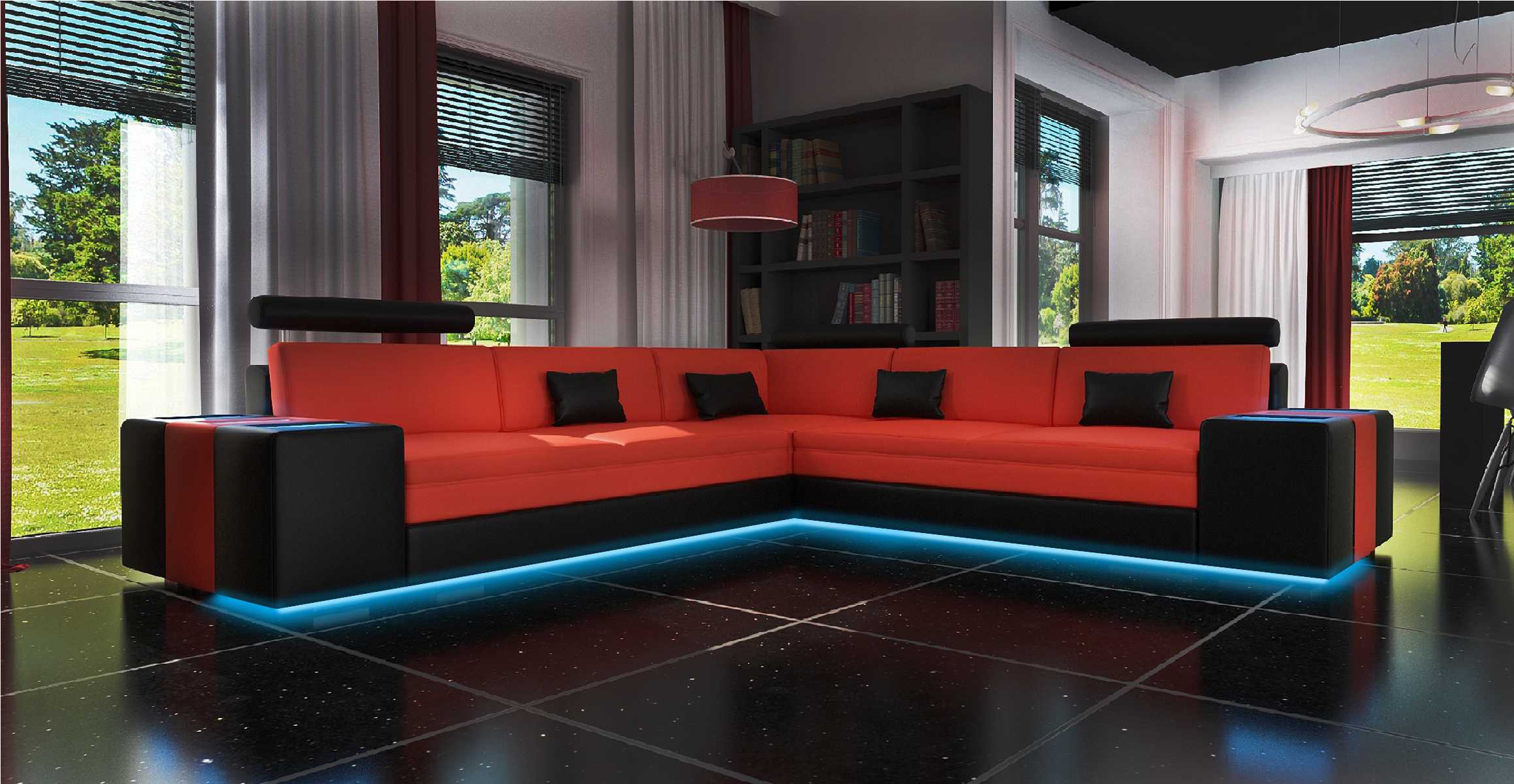 Wohnlandschaft Eck Polster Stoff Textil Leder Garnitur Couchen Sofas Sofa Couch