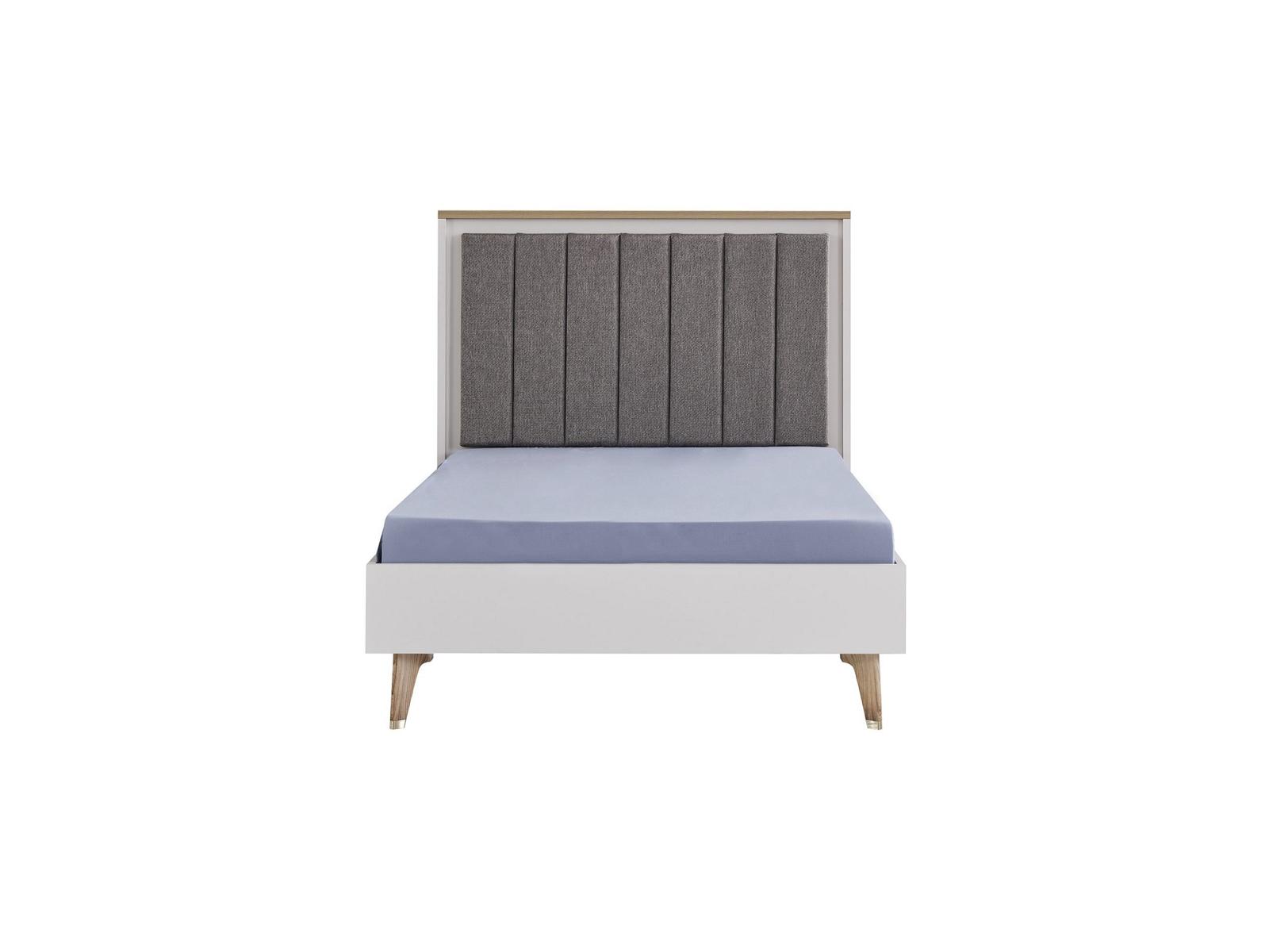 Kinderbett Bett 120 cm Jugendbett Holz Grau Kinderzimmer Stoff Modern