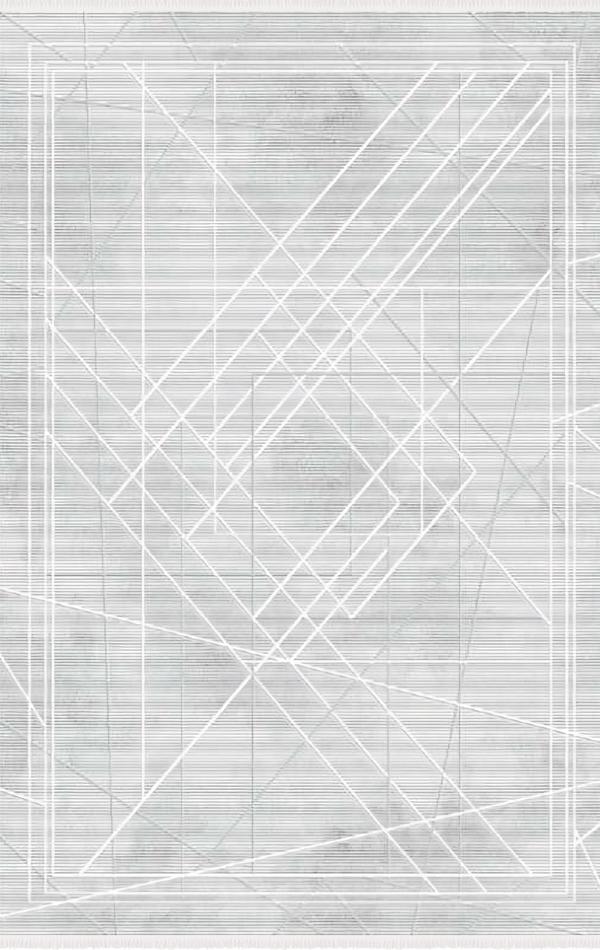 Bodenbelag Teppich Kunstfaserteppich Kurzflor Linien Bordüre Grau Flur 160x230