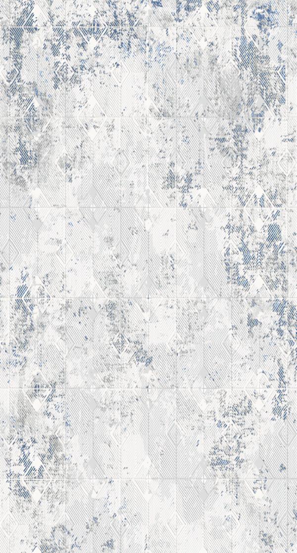 Designer Teppich Retro Gealtert Wohnzimmerteppich Kurzflor Raute Blau Teppiche