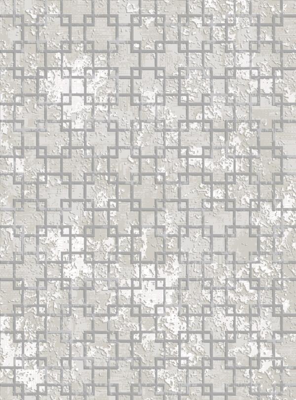 Moderner Teppich mit Quadratischen Mustern Kurz Flor Grau Wohnzimmer Teppiche