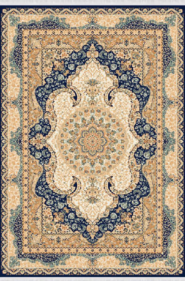 Kunstteppich Teppich Orientteppich Klassisch Vintage Kurzflor Blau Beige