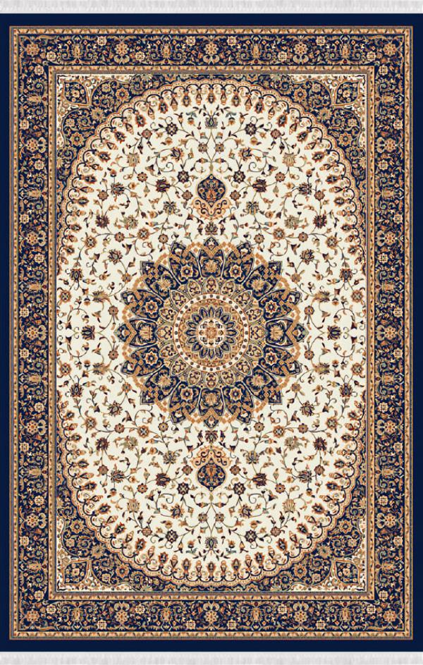 Orientalisch Kunstteppich Teppich Vintage Kurzflor Wohnzimmer Blau Beige