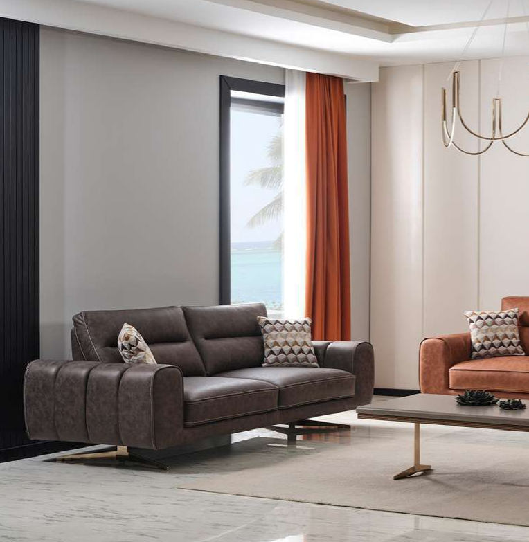 Design Sofa 3 Sitzer Leder Couch Polster Sofas Möbel Couchen Modern