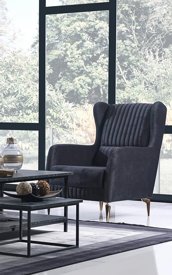Modern Sitz Schwarz Sessel Wohnzimmer Design Polstermöbel Luxus Design