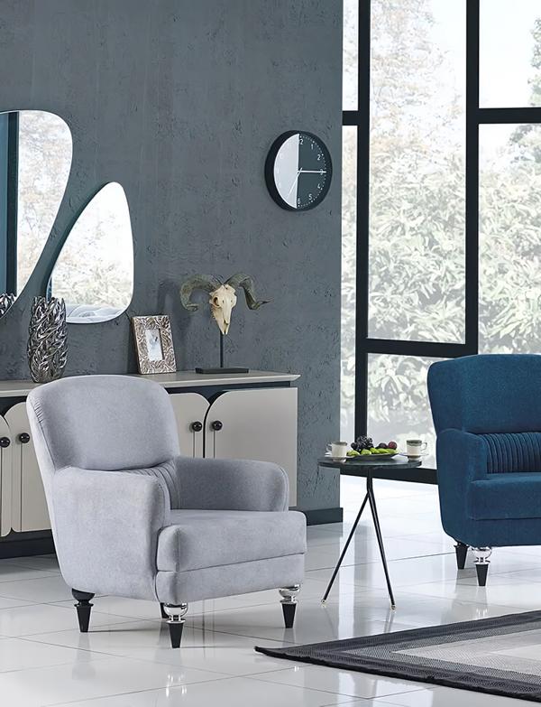 Luxus Sessel Grau Polstermöbel Modern Design Polstersessel Wohnzimmer