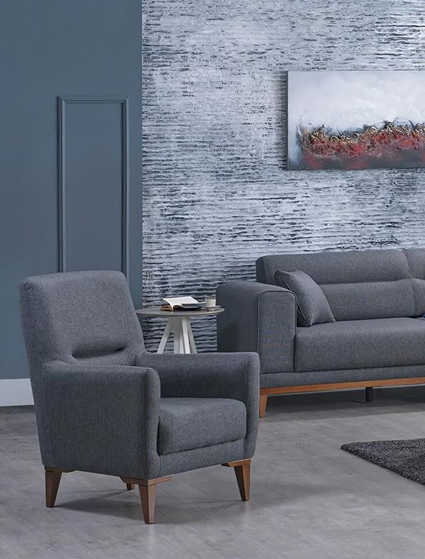 Wohnzimmer Sessel Polstermöbel Grau Modern Design Polstersessel Einrichtung