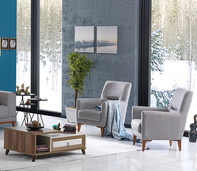 Grau 2x Sessel Wohnzimmer Luxus Einrichtung Polstermöbel Komplett