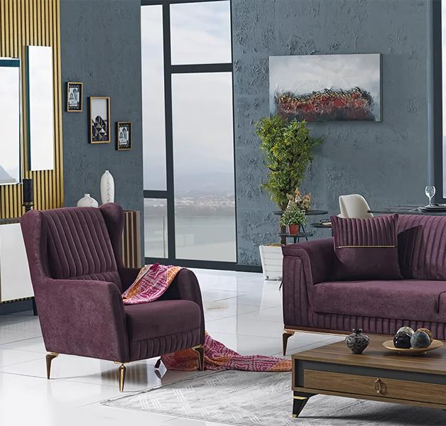Lila Sessel Wohnzimmer Einrichtung Design Polstermöbel Modern Polstersessel