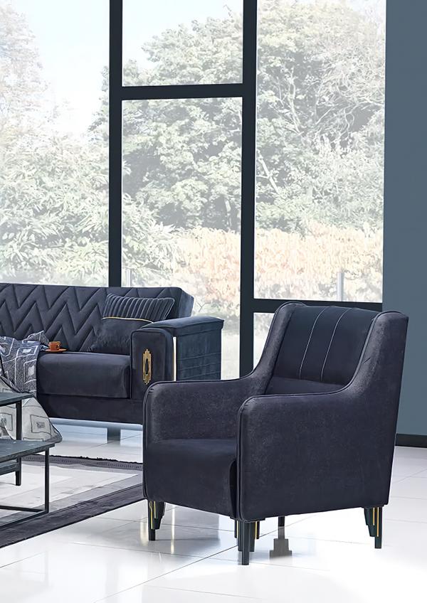 Design Sessel Grau Polstermöbel Wohnzimmer Polstersessel Modern Sitz