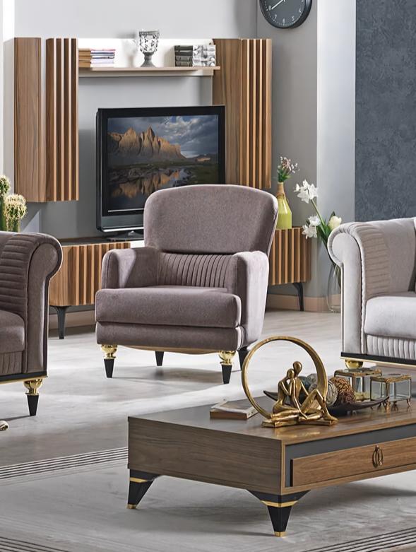 Polstermöbel Sessel Grau Luxus Modern Sitz Polstersessel Wohnzimmer