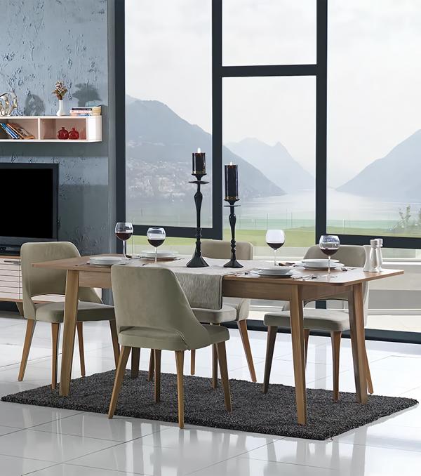 Essgarnitur Esszimmer Esstisch Essgruppe Polsterstühle Tisch + 4 x Lehnstuhl Set
