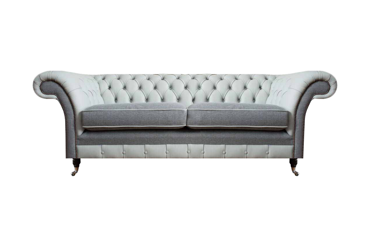 Polstermöbel Grau Ledersofa Chesterfield Design Zweisitzer Sofa Couch