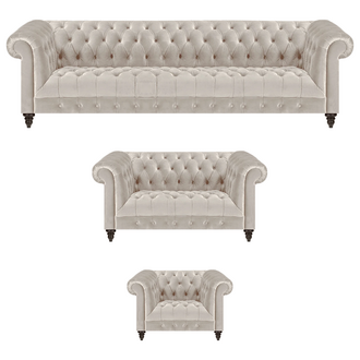 Exklusive Chesterfield Weiße Couchgarnitur Designer Viersitzer Sessel