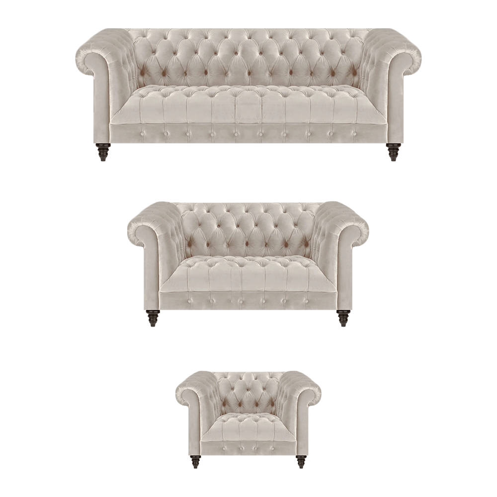 Moderne Chesterfield Weiße Sofagarnitur Edle Polstersofas Sessel 3tlg