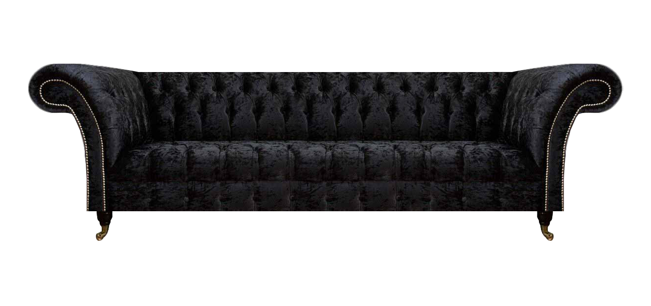 Chesterfield Moderner Schwarzer Viersitzer Edle Polstermöbel 4-Sitzer