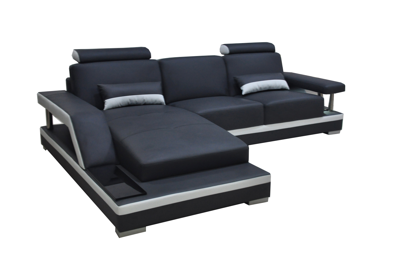 Ledersofa mit USB,Wohnlandschaft Eck Garnitur Design Modern Sofa L-Form L6002