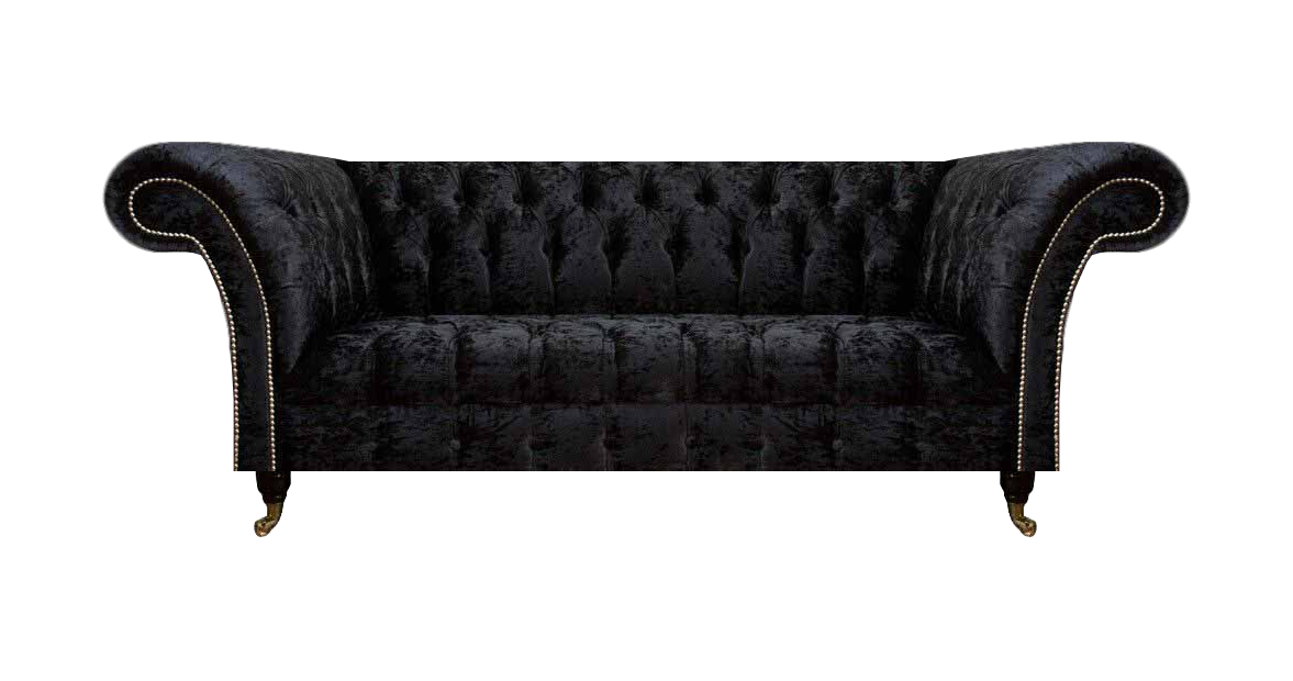 Schicker Chesterfield 3-Sitzer Wohnzimmer Stoffsofa Designer Sitzmöbel