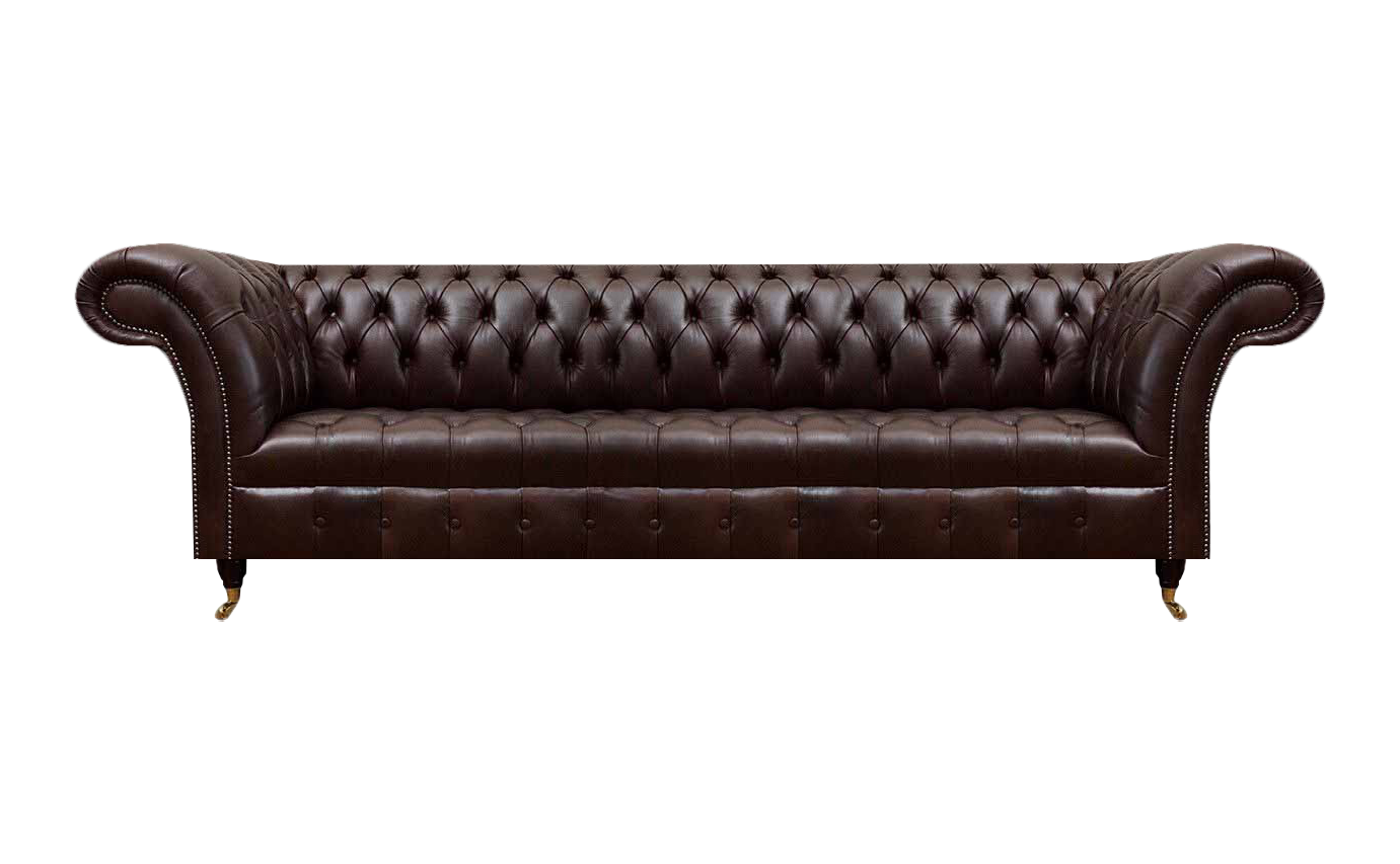 Braune Chesterfield Kunstleder Couch Modernes Sofa Viersitzer Sitzmöbel