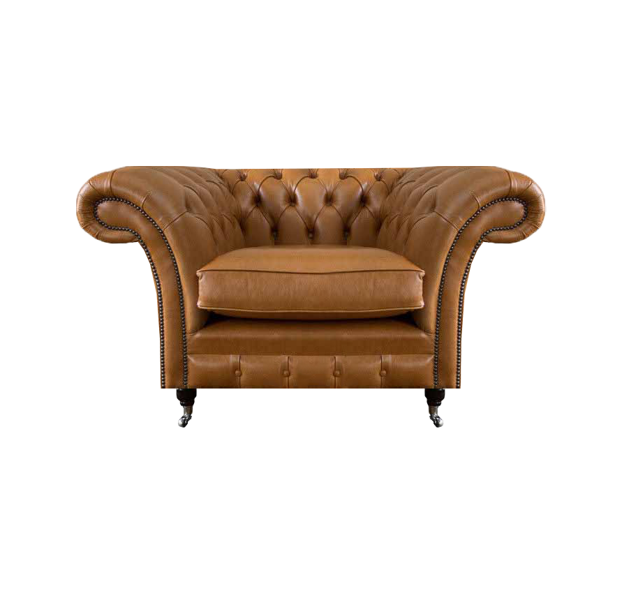 Luxuriöse Ledersessel Braun Wohnzimmer Sessel Chesterfield Polstersitz