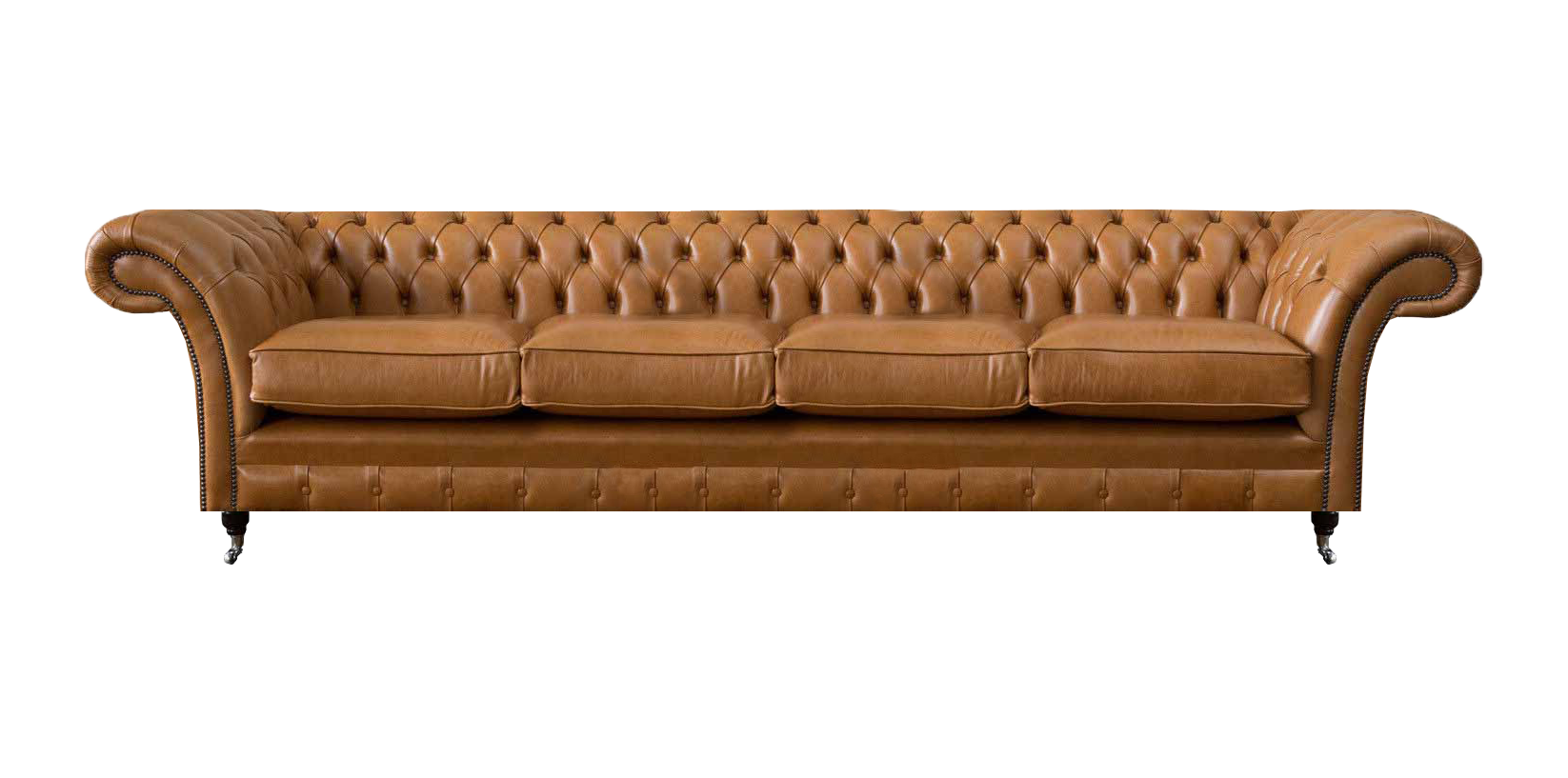 Wohnzimmer Luxuriöse Braun Sofa Big 4 Sitzer Design Chesterfield Ledersofa