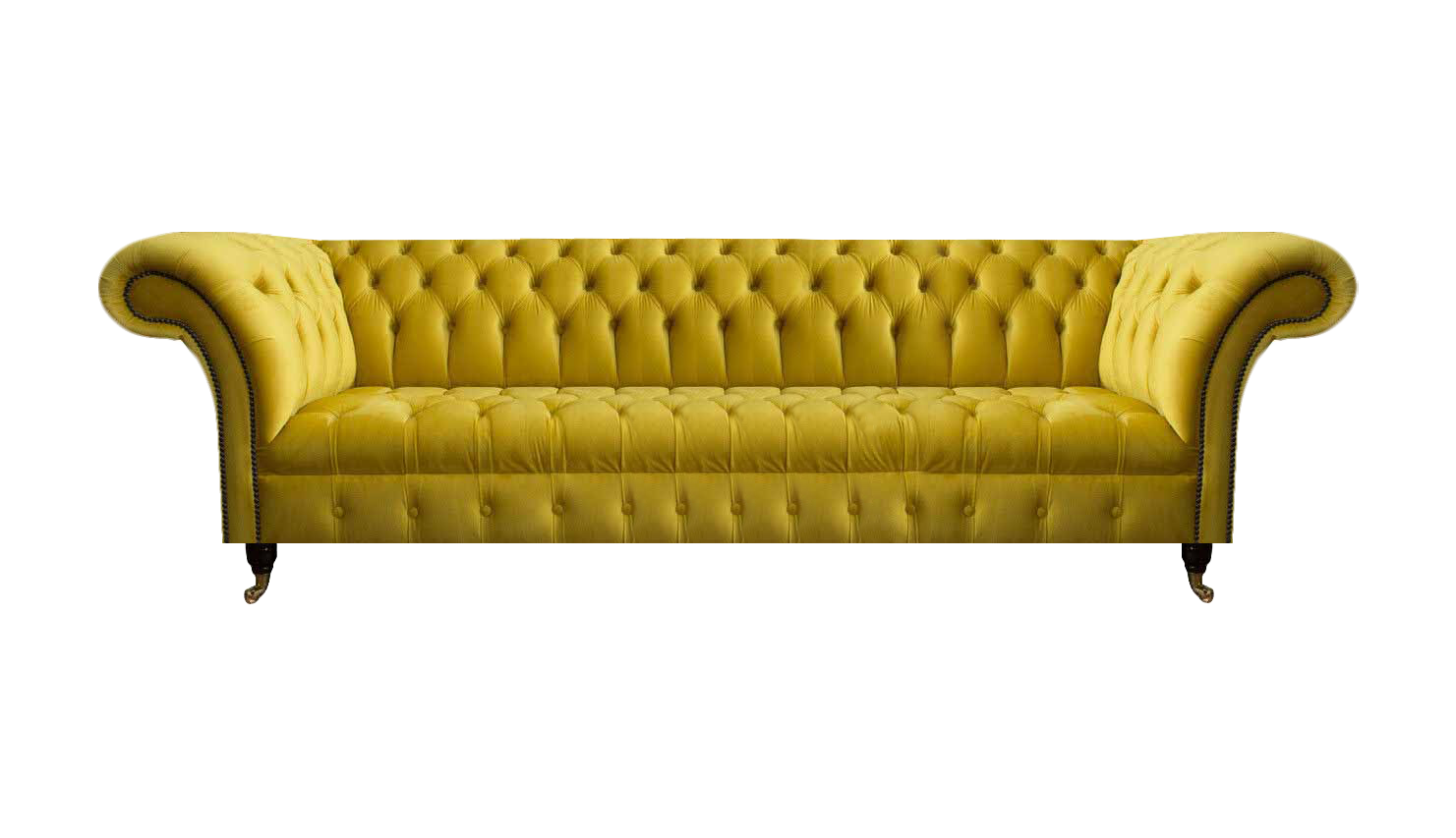 Chesterfield Gelber Viersitzer Designer Polstermöbel Wohnzimmer Couch