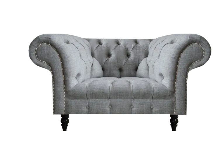 Wohnzimmer Grau Sessel Couch Sitz Chesterfield Moderne Polstermöbel
